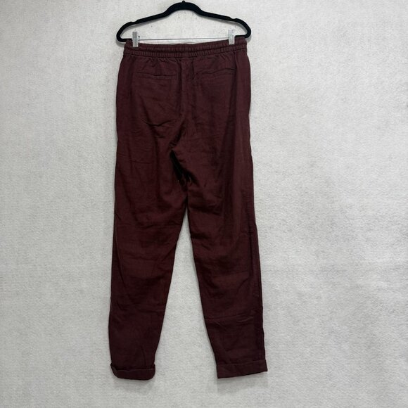 Old Navy Pants Womens Small Tall Burgundy Linen Blend High Rise Straight Leg - Picture 10 of 12